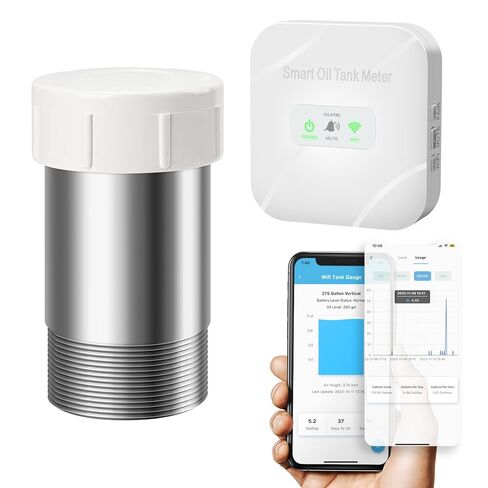 مقياس الزيت الذكي، مقياس خزان زيت التسخين Zuomeng Wi-Fi مع تقنية الكشف الحصرية، مكررات لتعزيز إشارة WiFi، مصمم لخزانات رأسية أو أفقية 138 220 240 275 330 500 جالون in Kuwait