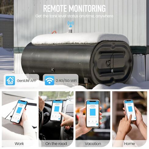 مقياس الزيت الذكي، مقياس خزان زيت التسخين Zuomeng Wi-Fi مع تقنية الكشف الحصرية، مكررات لتعزيز إشارة WiFi، مصمم لخزانات رأسية أو أفقية 138 220 240 275 330 500 جالون in Kuwait