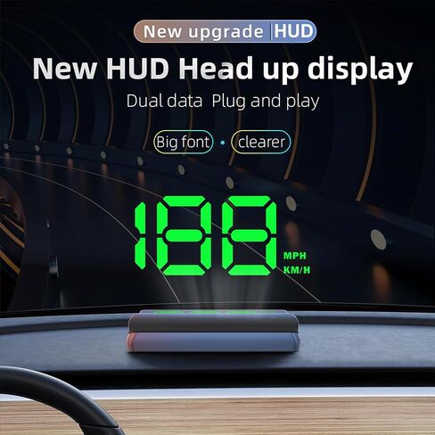 New Auto Dimming HUD with Sunshade, 3.5" Large Screen White Heads Up Display for Cars, USB Powered Digital GPS Speedometer, Applicable for All Vehicles in Saudi Arabia
