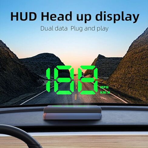 New Auto Dimming HUD with Sunshade, 3.5" Large Screen White Heads Up Display for Cars, USB Powered Digital GPS Speedometer, Applicable for All Vehicles in Saudi Arabia
