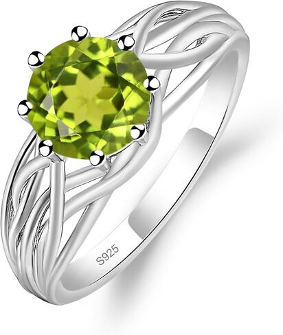 S925 Sterling Silver Round Cut 7 MM Gemstone Ring Unique Statement Ring Crossing Freeform Promise Ring Abstract Ring for Women in Kuwait