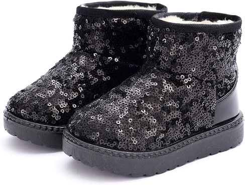 DADAWEN Boy's Girl's Warm Winter Sequin Waterpoof Outdoor Snow Boots in Kuwait
