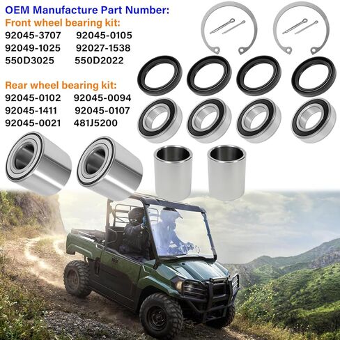 Front & Rear Wheel Bearing with Oil Seal & Spacer Kit fit for Mule 2510 3000 3010 4000 4010#92045-3707 92045-0102 in Saudi Arabia