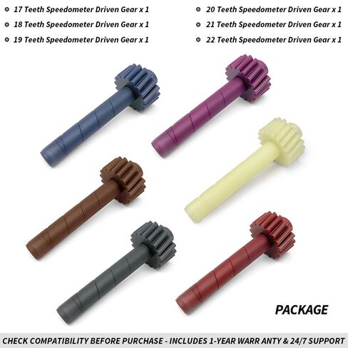 6 PCS Speedometer Driven Gear Kit (17, 18, 19, 20, 21, 22 Teeth) for GM Muncie & Saginaw 3/4-Speed, T5, T10, Super T10, Powerglide, TH200, TH350 Transmissions-O-Rings Not Included in Saudi Arabia