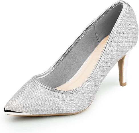 Womens 3 Inch Kitten Heel Pumps Shoes Pointed Toe Wedding Office Prom Glitter Low Heel Dress Work Party Comfortable in Saudi Arabia