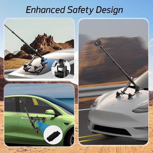 Emart Car Mount مع كوب شفط ثلاثي ، طقم تركيب الكاميرا مع محول القطب/الكاميرا التمديد التلسكوبي المتوافق مع GoPro/Instal 360/DJI Osmo/Akaso in Saudi Arabia