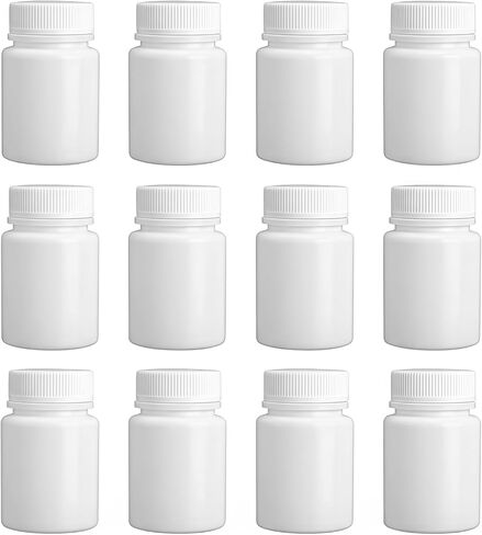 12PCS Plastic Round Container Bottles Storage Holder Dispenser Holder Organizer(White) (70ml) in Kuwait