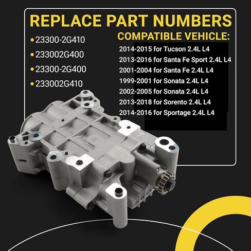 23300-2G400 233002G410 مضخة زيت المحرك 20 أسنان (2.4 لتر فقط) لسيارة Hyundai Santa Fe Sport 2013-2016، لسيارة Tucson 2014-2015، لكيا سورينتو 2013-2018، لسيارة سبورتاج 2014-2016 in Saudi Arabia