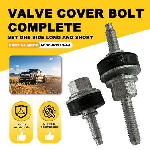 استبدال مسمار غطاء الصمام 4C3Z-6C519-AA لـ Ford 6.0 Powerstroke Diesel F250 F350 E350 E450 2003-2010، مجموعة كاملة من مسمار غطاء الصمام من جانب واحد طويل وقصير in Kuwait
