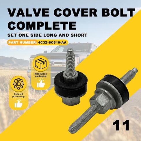 استبدال مسمار غطاء الصمام 4C3Z-6C519-AA لـ Ford 6.0 Powerstroke Diesel F250 F350 E350 E450 2003-2010، مجموعة كاملة من مسمار غطاء الصمام من جانب واحد طويل وقصير in Kuwait