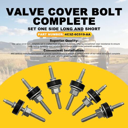 استبدال مسمار غطاء الصمام 4C3Z-6C519-AA لـ Ford 6.0 Powerstroke Diesel F250 F350 E350 E450 2003-2010، مجموعة كاملة من مسمار غطاء الصمام من جانب واحد طويل وقصير in Kuwait