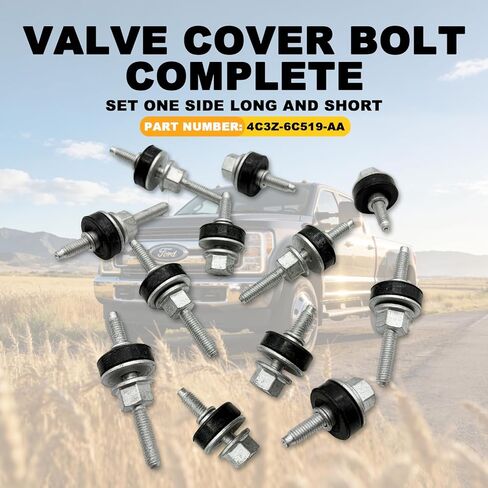 استبدال مسمار غطاء الصمام 4C3Z-6C519-AA لـ Ford 6.0 Powerstroke Diesel F250 F350 E350 E450 2003-2010، مجموعة كاملة من مسمار غطاء الصمام من جانب واحد طويل وقصير in Kuwait