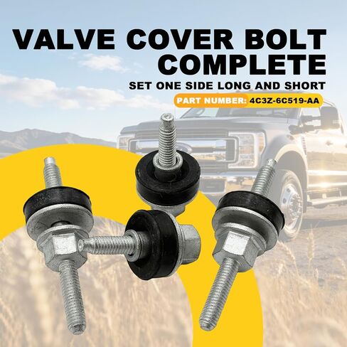 استبدال مسمار غطاء الصمام 4C3Z-6C519-AA لـ Ford 6.0 Powerstroke Diesel F250 F350 E350 E450 2003-2010، مجموعة كاملة من مسمار غطاء الصمام من جانب واحد طويل وقصير in Kuwait