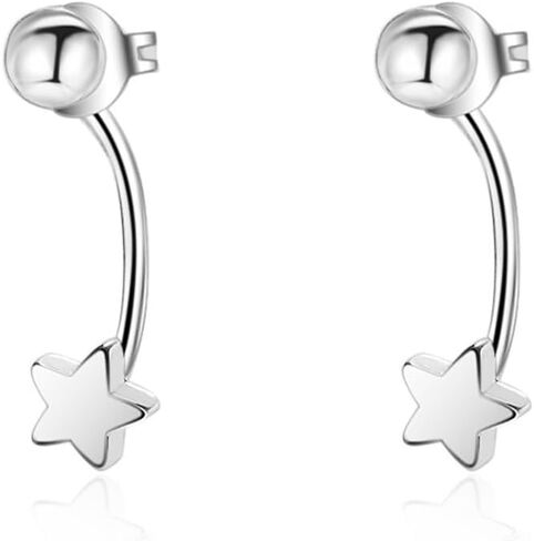 Ear Jacket Cuff Earrings Set Sterling Silver Front Back 2 in 1 with CZ Pearl in Saudi Arabia