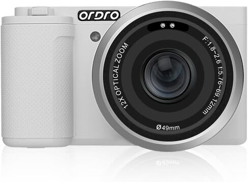 Ordro G730 5K كاميرا رقمية للتصوير الفوتوغرافي 64 ميجابكسل ضبط تلقائيًا AF/MF واطلاق النار على كاميرا Vlogging Camera ، تكبير البصرية 12x 3.2 "270 درجة شاشة شاشة مضغوطة (بيضاء) in Saudi Arabia