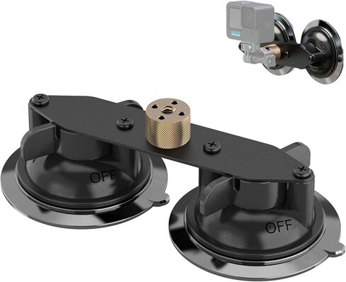 MINIFOCUS Dual Suction Cup Mount, Twist-Lock Dual Suction Cup Base with Camera Thread Adapter, Quick Release Double-Layer Suction, Windshield Window Car Mount for Magic Arm Gopro Adapter in Saudi Arabia