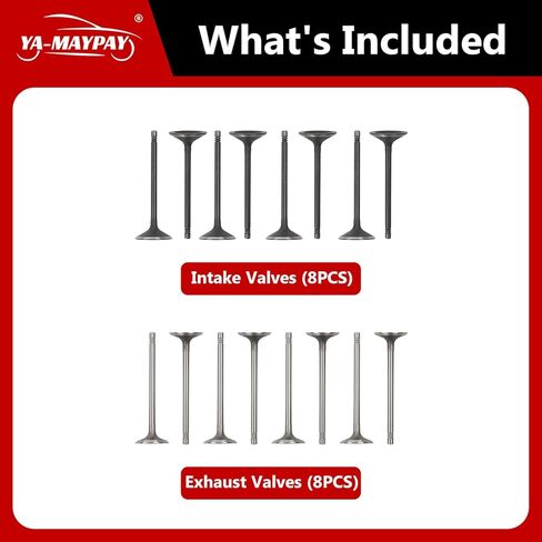 16PCS Intake Air-out Engine Valves Kit Compatible with GM 2.0L 2.2L 2.4L Ecotec DOHC Cobalt Cavalier HHR G5 G6 Grand Am Ion Vue Alero Malibu Pursuit Sunfire Aura Sky OE#12615936 12622329 in Saudi Arabia