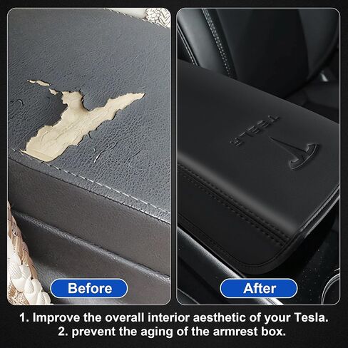 غطاء مسند ذراع جلدي لوحدة التحكم المركزية مصمم لـ Tesla Model 3 2017-2023/Model Y 2020-2025 (ليس للطراز Y Juniper)، ملحقات وحدة التحكم المركزية لـ Tesla Model 3/Y الملحقات الداخلية باللون الأسود in Kuwait
