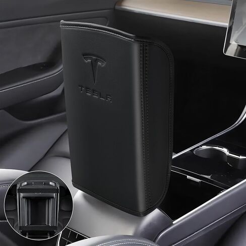 غطاء مسند ذراع جلدي لوحدة التحكم المركزية مصمم لـ Tesla Model 3 2017-2023/Model Y 2020-2025 (ليس للطراز Y Juniper)، ملحقات وحدة التحكم المركزية لـ Tesla Model 3/Y الملحقات الداخلية باللون الأسود in Kuwait