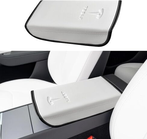 غطاء مسند ذراع جلدي لوحدة التحكم المركزية مصمم لـ Tesla Model 3 2017-2023/Model Y 2020-2025 (ليس للطراز Y Juniper)، ملحقات وحدة التحكم المركزية لـ Tesla Model 3/Y الملحقات الداخلية باللون الأسود in Kuwait