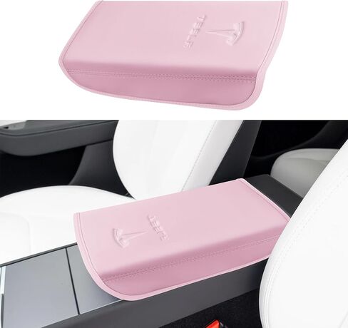 غطاء مسند ذراع جلدي لوحدة التحكم المركزية مصمم لـ Tesla Model 3 2017-2023/Model Y 2020-2025 (ليس للطراز Y Juniper)، ملحقات وحدة التحكم المركزية لـ Tesla Model 3/Y الملحقات الداخلية باللون الأسود in Kuwait