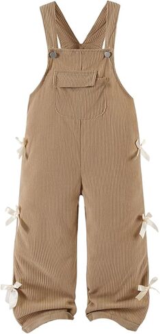 WDIRARA Girl's Coquette 3D Bow Corduroy Bid Overalls Sleeveless Wide Leg Jumpsuits in Saudi Arabia