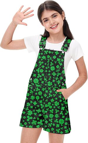 AOBUTE Mardi Gras Denim Overalls for Kids Carnival Fleur De Lis Printed Jumpsuit 5-15 Years in Saudi Arabia