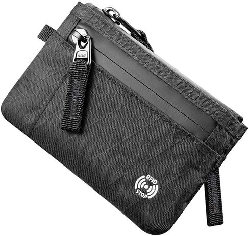 RFID Blocking Slim Wallet Handbag Zipper Coin Pocket Multi-Layer Lightweight Portable Storage Card Key Bag Travel Wallet (Black (black zipper)) in Saudi Arabia