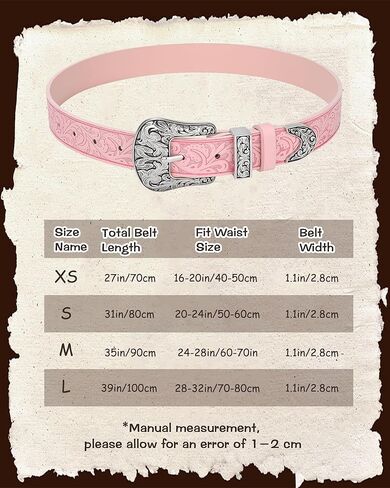 AWAYTR Kids Western Belt for Girls - Vintage Cowgirl Leather Belt for Jeans Dresses in Saudi Arabia