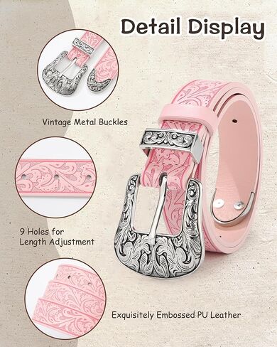 AWAYTR Kids Western Belt for Girls - Vintage Cowgirl Leather Belt for Jeans Dresses in Saudi Arabia
