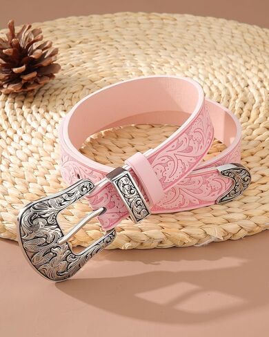 AWAYTR Kids Western Belt for Girls - Vintage Cowgirl Leather Belt for Jeans Dresses in Saudi Arabia