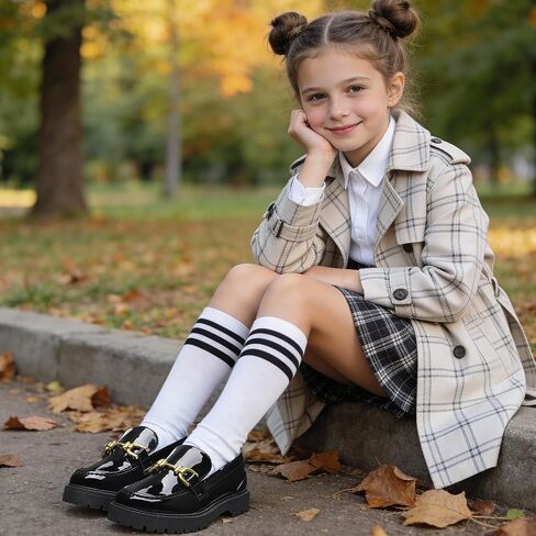 Bigwow Girls Platform Loafers سهل الارتداء أحذية مكتنزة مع نعل غير قابل للانزلاق حذاء رسمي للمدرسة in Kuwait