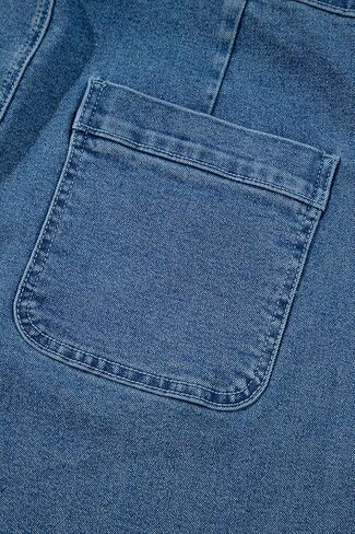 Women's Dusk Blue Adjustable Tie Straps Cropped Wide Leg Denim Overalls in Saudi Arabia