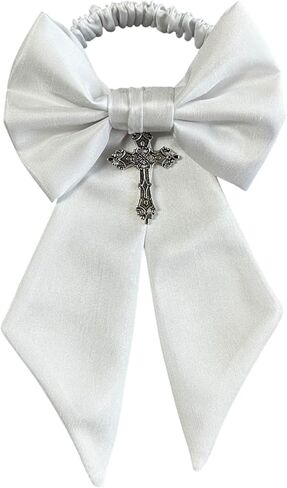 Boys Communion Armband White Shantung Sateen with Cross Charm in Kuwait