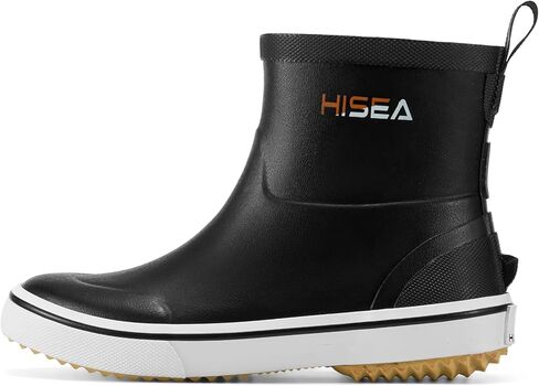 HISEA Kids Rain Boots for Girls Boys Toddler, Waterproof Non-Slip Easy-on Rubber Deck Boots, Lightweight Flexible Unisex-Child Ankle Chelsea Booties for Outdoor School Play in Kuwait