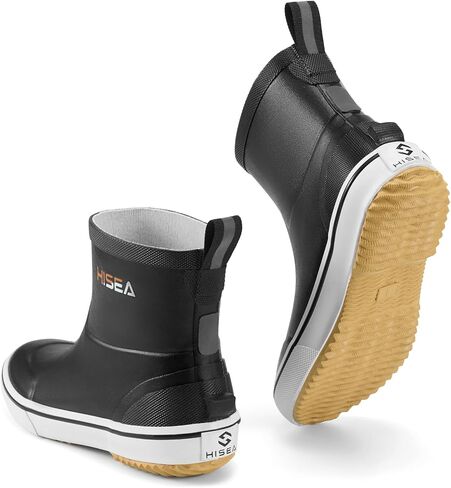 HISEA Kids Rain Boots for Girls Boys Toddler, Waterproof Non-Slip Easy-on Rubber Deck Boots, Lightweight Flexible Unisex-Child Ankle Chelsea Booties for Outdoor School Play in Kuwait
