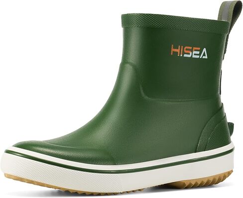 HISEA Kids Rain Boots for Girls Boys Toddler, Waterproof Non-Slip Easy-on Rubber Deck Boots, Lightweight Flexible Unisex-Child Ankle Chelsea Booties for Outdoor School Play in Kuwait