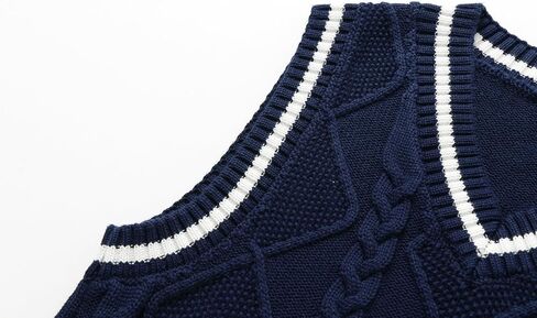 Boys Girls Cable Knit Sweater Vest Cotton V Neck Sleeveless Argyle School Uniform Vests 4T-14Y in Saudi Arabia