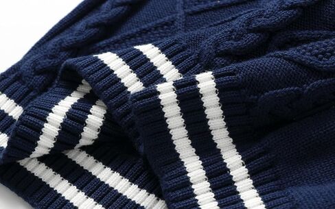 Boys Girls Cable Knit Sweater Vest Cotton V Neck Sleeveless Argyle School Uniform Vests 4T-14Y in Saudi Arabia