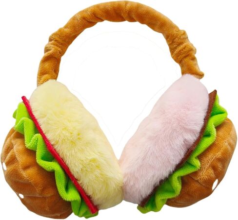 Holiberty Kids Boy Winter Warm Earmuffs Cute Fun Hamburger Stuffed Plush Ear Muffs Girls Furry Xmas Outdoor Ear Warmers Gift in Saudi Arabia