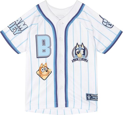 Bluey Mesh Baseball Jersey Athletic Button Down Shirt Infant to Little Kid Sizes (12 Months - 7-8) in Saudi Arabia