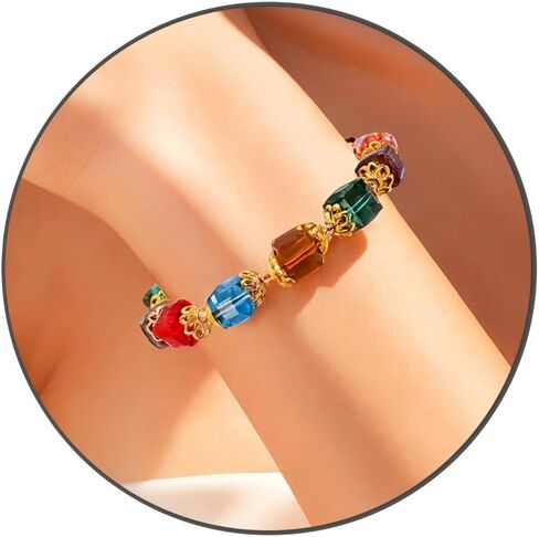 HANGINTHERE Northern Lights Crystals Bracelets for Women Transparent Elastic Crystal Glass Bracelet Elegance and Healing Energy Mother's Day Birthday Anniversary Jewelry Gift for Girls, no gemstone in Saudi Arabia