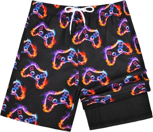 OlyPegic Boys Swim Trunks Bathing Suit Boys Swimsuit Swim Shorts Swimwear Quick Dry Swim Trunks with Compression Liner in Saudi Arabia