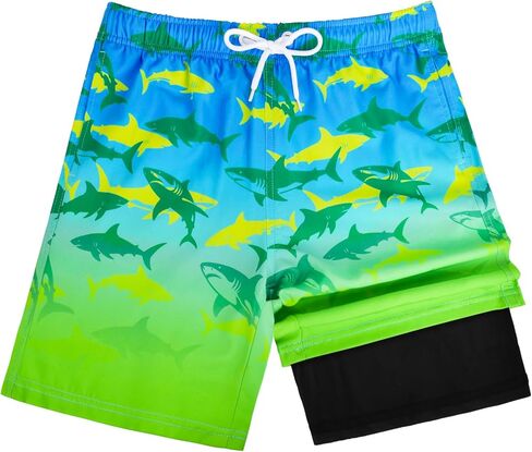 OlyPegic Boys Swim Trunks Bathing Suit Boys Swimsuit Swim Shorts Swimwear Quick Dry Swim Trunks with Compression Liner in Saudi Arabia