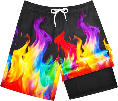 OlyPegic Boys Swim Trunks Bathing Suit Boys Swimsuit Swim Shorts Swimwear Quick Dry Swim Trunks with Compression Liner in Saudi Arabia