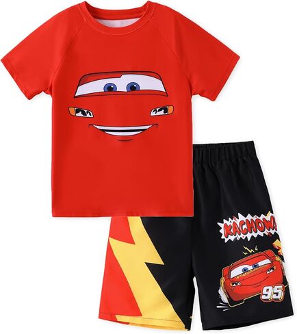 Disney Marvel Spiderman Cars Boy Swimsuit Rash Guard Shirts & Swim Trunk Boys Swim Set Mickey Summer Bathing Suit 2-13 Years in Saudi Arabia