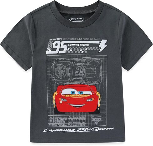 طقم تي شيرت بأكمام قصيرة للأولاد من Disney Cars Lightning McQueen ومجموعة قصيرة شبكية للأطفال الصغار والكبار in Kuwait