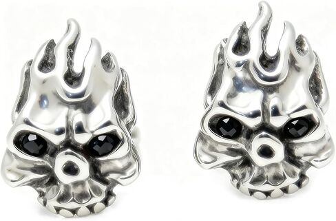 Xusamss Punk Body Piercing Earrings Titanium Steel Flame Skull Crystal Eye Stud Earrings in Saudi Arabia