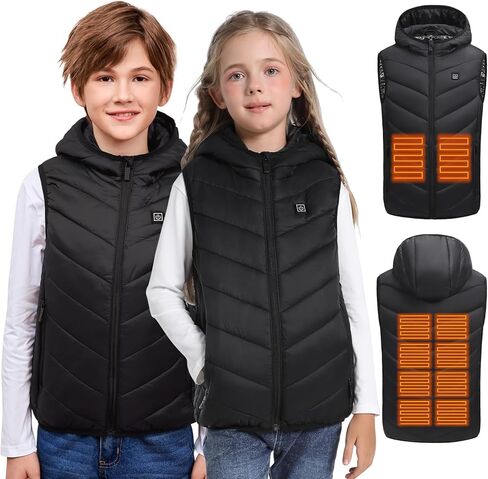 Kids Heated Vest, 10 Heating Zones Boys & Girls Electric Heating Vest Lightweight Nylon Fabric for kid, 3 Temperature Levels for Outdoor School Skiing, X-Large (Battery Not Included) in Saudi Arabia