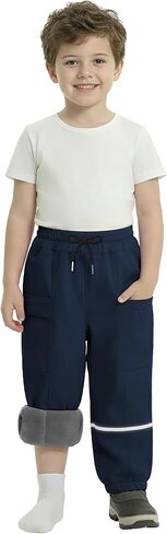 سراويل ثلج للأولاد الصغار 2T/3T/4T/5T - سراويل مطر شتوية دافئة مبطنة بالصوف للأطفال والبنات مع جيوب للشحن in Kuwait
